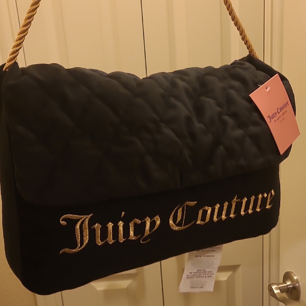Juicy Couture Black Quilted Shoulder Bag Accent Pillow